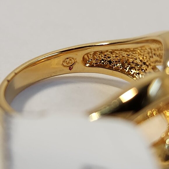 VTG NWT 5.46g .10ctw Diamond Round Baguette Style 18K Yellow Gold Over Ring Sz 7 - Picture 6 of 10